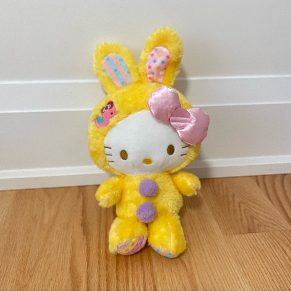 Hello Kitty Yellow Bunny Plush with Pink Bow